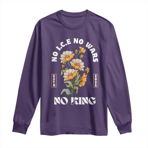 No Wars No ICE No Kings Floral Vintage Long Sleeve Shirt Retro Flower Peaceful Protest Statement TS02 Purple Print Your Wear