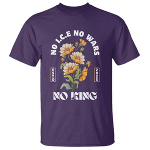 No Wars No ICE No Kings Floral Vintage T Shirt Retro Flower Peaceful Protest Statement TS02 Purple Print Your Wear
