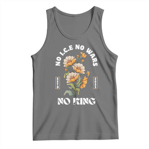 No Wars No ICE No Kings Floral Vintage Tank Top Retro Flower Peaceful Protest Statement TS02 Black Heather Print Your Wear