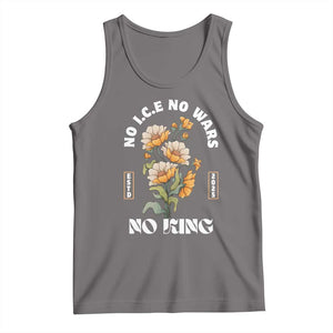 No Wars No ICE No Kings Floral Vintage Tank Top Retro Flower Peaceful Protest Statement TS02 Deep Heather Print Your Wear