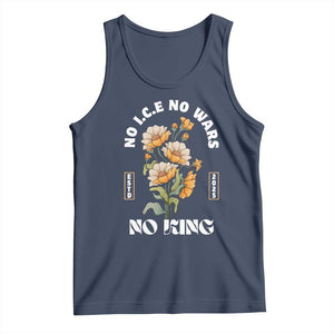 No Wars No ICE No Kings Floral Vintage Tank Top Retro Flower Peaceful Protest Statement TS02 Navy Print Your Wear