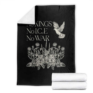 No Wars No Ice No Kings Botanical Dove Throw Blanket Peace Symbol Anti War Human Rights Protest TS02 Black Print Your Wear