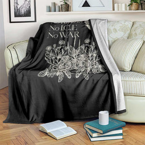 No Wars No Ice No Kings Botanical Dove Throw Blanket Peace Symbol Anti War Human Rights Protest TS02 Print Your Wear