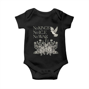 No Wars No Ice No Kings Botanical Dove Baby Onesie Peace Symbol Anti War Human Rights Protest TS02 Black Print Your Wear