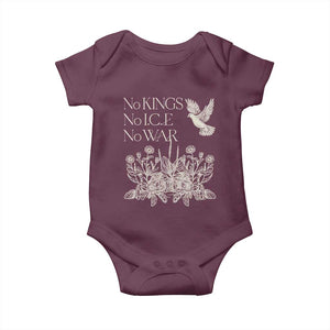 No Wars No Ice No Kings Botanical Dove Baby Onesie Peace Symbol Anti War Human Rights Protest TS02 Maroon Print Your Wear