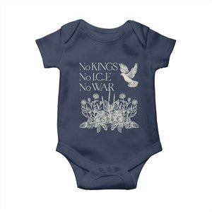 No Wars No Ice No Kings Botanical Dove Baby Onesie Peace Symbol Anti War Human Rights Protest TS02 Navy Print Your Wear