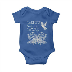 No Wars No Ice No Kings Botanical Dove Baby Onesie Peace Symbol Anti War Human Rights Protest TS02 Royal Blue Print Your Wear