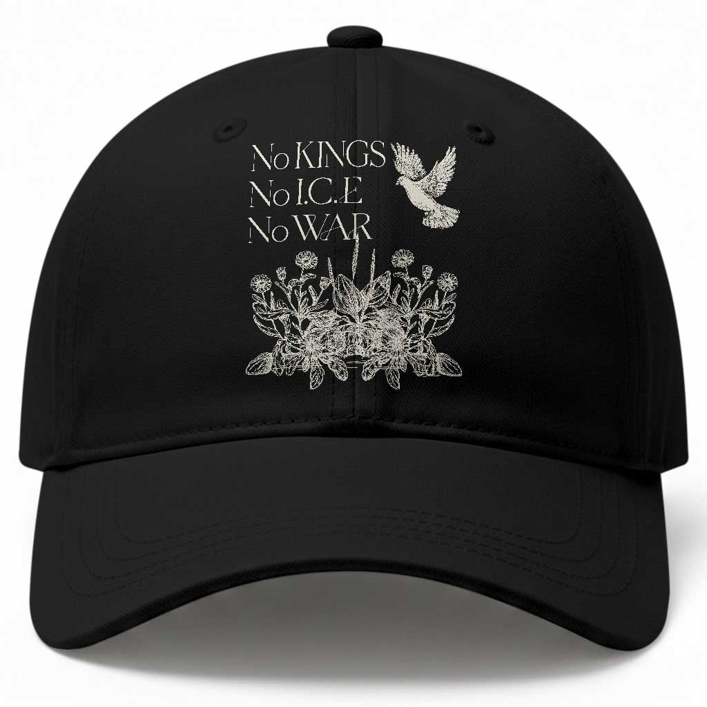 No Wars No Ice No Kings Botanical Dove Baseball Cap Peace Symbol Anti War Human Rights Protest TS02 Print Your Wear