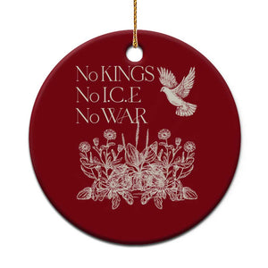 No Wars No Ice No Kings Botanical Dove Ceramic Ornament Peace Symbol Anti War Human Rights Protest TS02 1pc Red Print Your Wear
