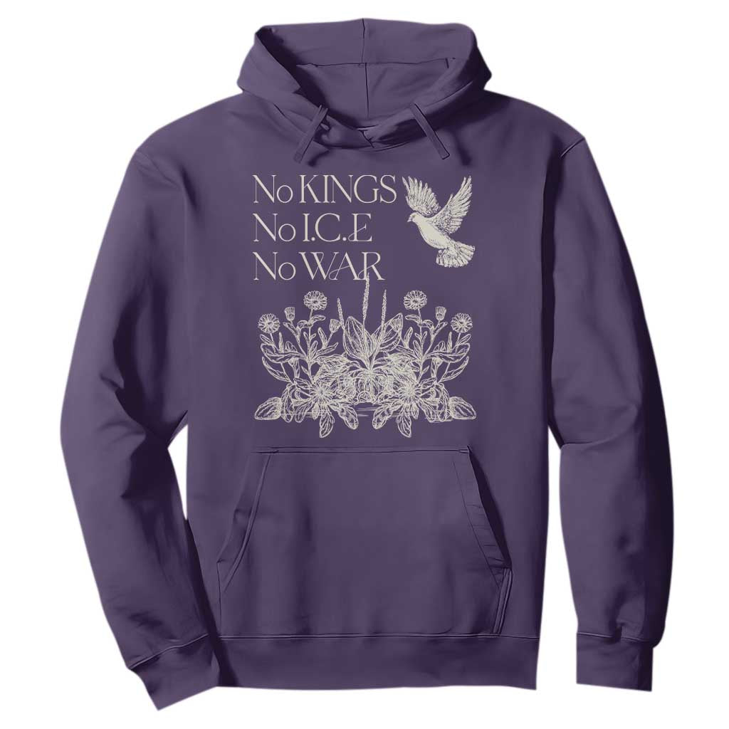 No Wars No Ice No Kings Botanical Dove Hoodie Peace Symbol Anti War Human Rights Protest TS02 Purple Print Your Wear