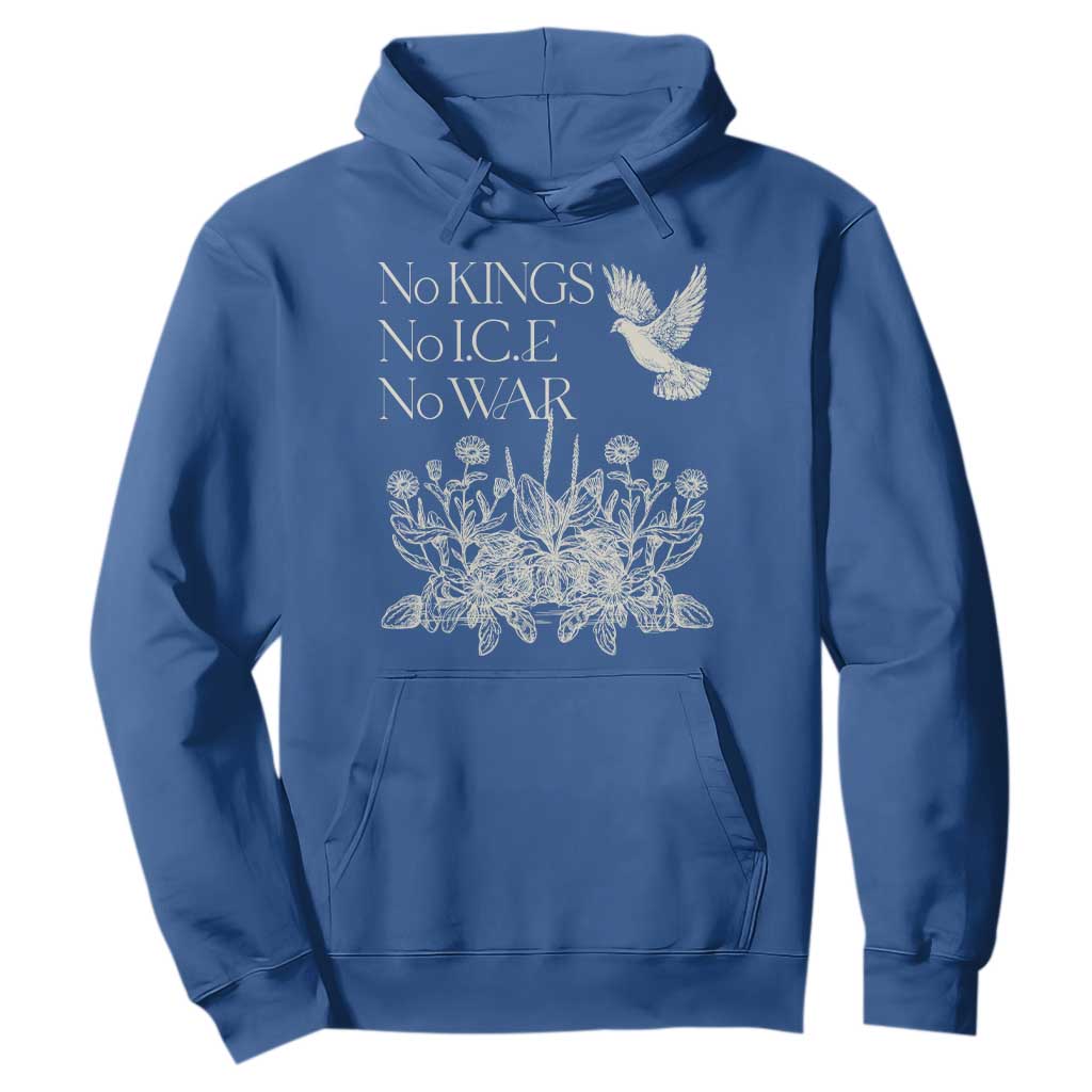 No Wars No Ice No Kings Botanical Dove Hoodie Peace Symbol Anti War Human Rights Protest TS02 Royal Blue Print Your Wear