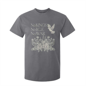 No Wars No Ice No Kings Botanical Dove T Shirt For Kid Peace Symbol Anti War Human Rights Protest TS02 Charcoal Print Your Wear