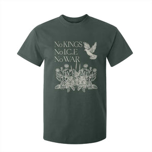 No Wars No Ice No Kings Botanical Dove T Shirt For Kid Peace Symbol Anti War Human Rights Protest TS02 Dark Forest Green Print Your Wear
