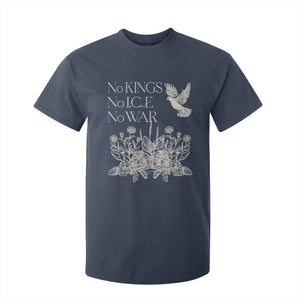 No Wars No Ice No Kings Botanical Dove T Shirt For Kid Peace Symbol Anti War Human Rights Protest TS02 Navy Print Your Wear