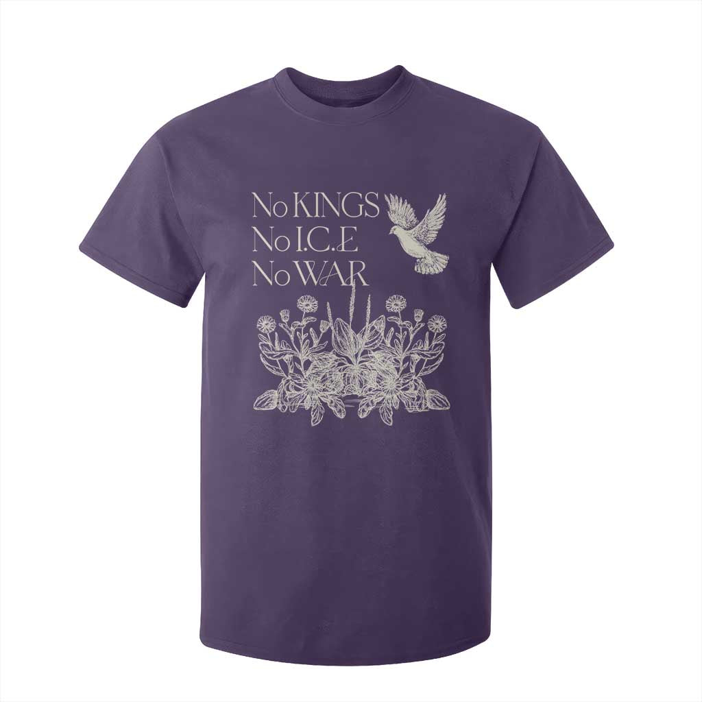 No Wars No Ice No Kings Botanical Dove T Shirt For Kid Peace Symbol Anti War Human Rights Protest TS02 Purple Print Your Wear