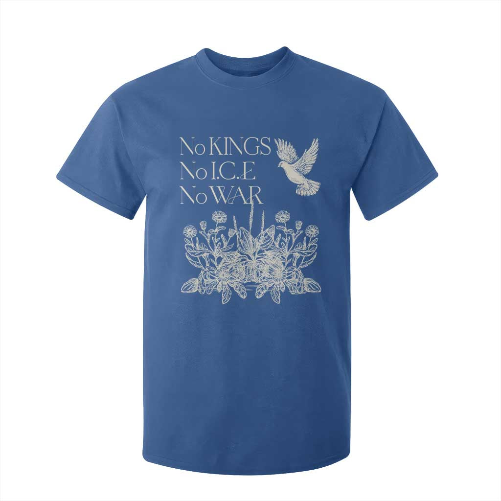 No Wars No Ice No Kings Botanical Dove T Shirt For Kid Peace Symbol Anti War Human Rights Protest TS02 Royal Blue Print Your Wear