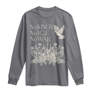 No Wars No Ice No Kings Botanical Dove Long Sleeve Shirt Peace Symbol Anti War Human Rights Protest TS02 Charcoal Print Your Wear