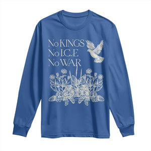 No Wars No Ice No Kings Botanical Dove Long Sleeve Shirt Peace Symbol Anti War Human Rights Protest TS02 Royal Blue Print Your Wear