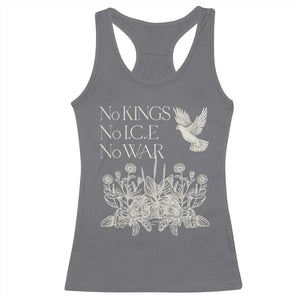 No Wars No Ice No Kings Botanical Dove Racerback Tank Top Peace Symbol Anti War Human Rights Protest TS02 Charcoal Print Your Wear