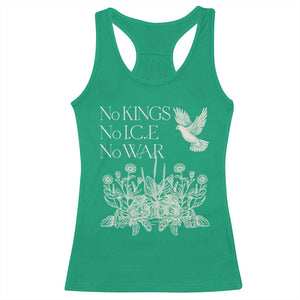 No Wars No Ice No Kings Botanical Dove Racerback Tank Top Peace Symbol Anti War Human Rights Protest TS02 Irish Green Print Your Wear