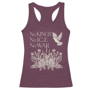 No Wars No Ice No Kings Botanical Dove Racerback Tank Top Peace Symbol Anti War Human Rights Protest TS02 Maroon Print Your Wear