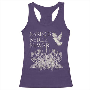 No Wars No Ice No Kings Botanical Dove Racerback Tank Top Peace Symbol Anti War Human Rights Protest TS02 Purple Print Your Wear