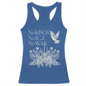 No Wars No Ice No Kings Botanical Dove Racerback Tank Top Peace Symbol Anti War Human Rights Protest TS02 Royal Blue Print Your Wear