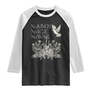 No Wars No Ice No Kings Botanical Dove Raglan Shirt Peace Symbol Anti War Human Rights Protest TS02 Black White Print Your Wear