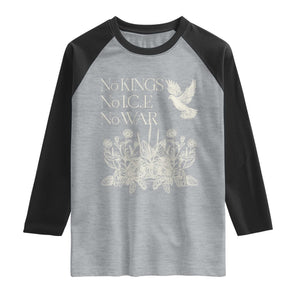 No Wars No Ice No Kings Botanical Dove Raglan Shirt Peace Symbol Anti War Human Rights Protest TS02 Heather Gray Black Print Your Wear