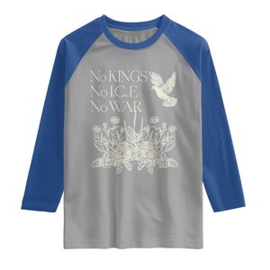 No Wars No Ice No Kings Botanical Dove Raglan Shirt Peace Symbol Anti War Human Rights Protest TS02 Sport Gray Royal Print Your Wear