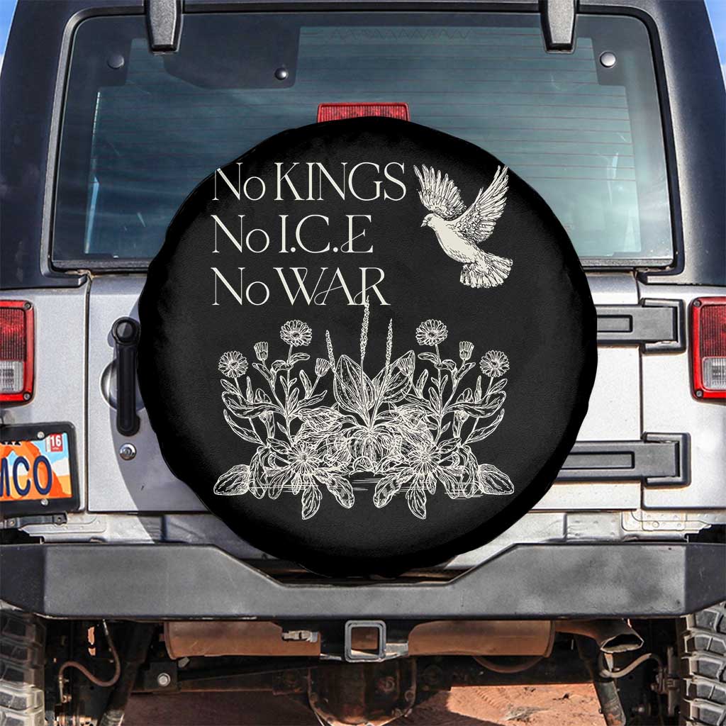 No Wars No Ice No Kings Botanical Dove Spare Tire Cover Peace Symbol Anti War Human Rights Protest TS02 No hole Black Print Your Wear