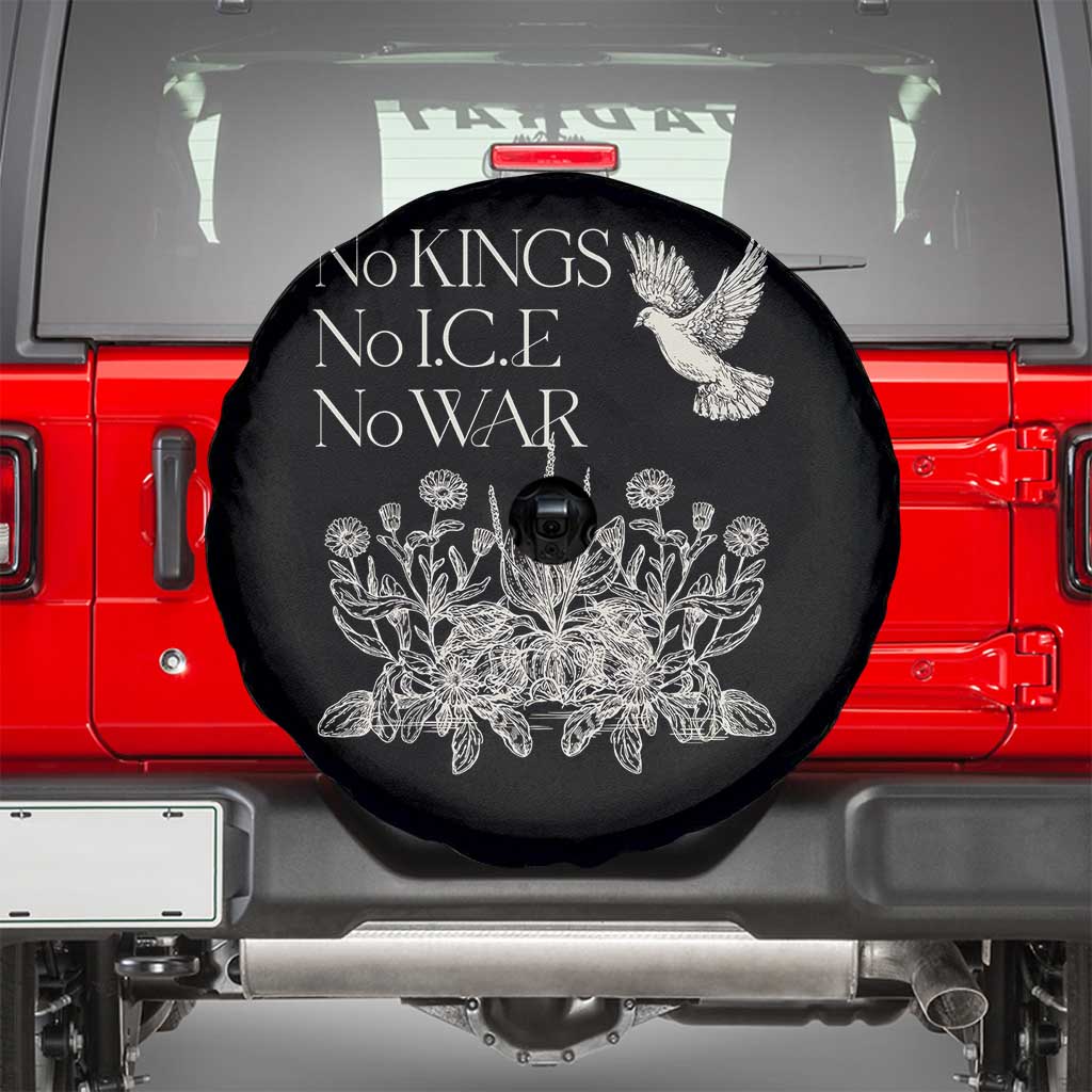 No Wars No Ice No Kings Botanical Dove Spare Tire Cover Peace Symbol Anti War Human Rights Protest TS02 Black Print Your Wear