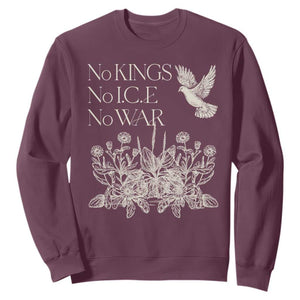 No Wars No Ice No Kings Botanical Dove Sweatshirt Peace Symbol Anti War Human Rights Protest TS02 Maroon Print Your Wear