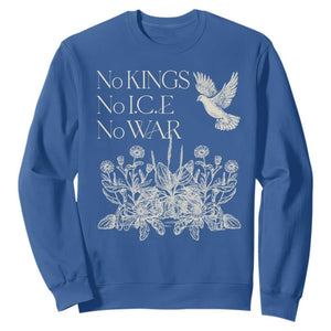 No Wars No Ice No Kings Botanical Dove Sweatshirt Peace Symbol Anti War Human Rights Protest TS02 Royal Blue Print Your Wear