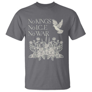 No Wars No Ice No Kings Botanical Dove T Shirt Peace Symbol Anti War Human Rights Protest TS02 Charcoal Print Your Wear
