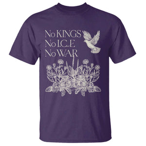 No Wars No Ice No Kings Botanical Dove T Shirt Peace Symbol Anti War Human Rights Protest TS02 Purple Print Your Wear