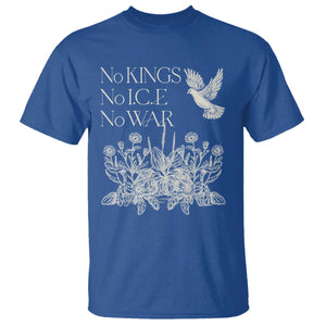 No Wars No Ice No Kings Botanical Dove T Shirt Peace Symbol Anti War Human Rights Protest TS02 Royal Blue Print Your Wear