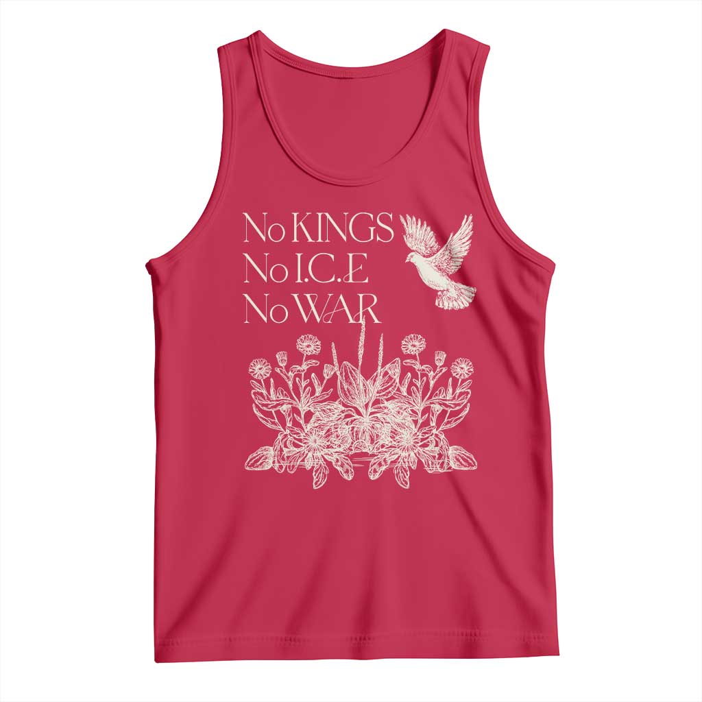 No Wars No Ice No Kings Botanical Dove Tank Top Peace Symbol Anti War Human Rights Protest TS02 Red Print Your Wear