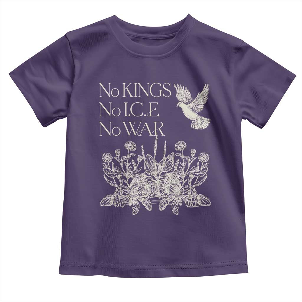 No Wars No Ice No Kings Botanical Dove Toddler T Shirt Peace Symbol Anti War Human Rights Protest TS02 Purple Print Your Wear