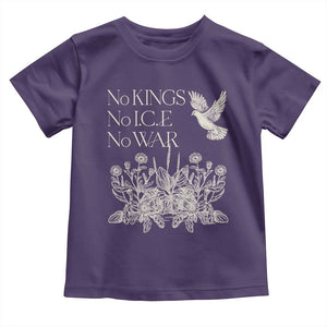 No Wars No Ice No Kings Botanical Dove Toddler T Shirt Peace Symbol Anti War Human Rights Protest TS02 Purple Print Your Wear