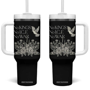 No Wars No Ice No Kings Botanical Dove Tumbler With Handle Peace Symbol Anti War Human Rights Protest TS02 One Size: 40 oz Black Print Your Wear