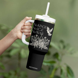 No Wars No Ice No Kings Botanical Dove Tumbler With Handle Peace Symbol Anti War Human Rights Protest TS02 Print Your Wear