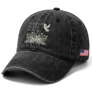 No Wars No Ice No Kings Botanical Dove Washed Cotton Baseball Cap Peace Symbol Anti War Human Rights Protest TS02 Print Your Wear