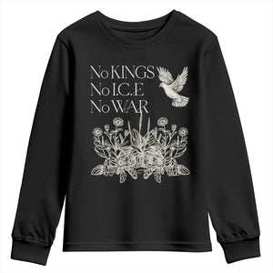 No Wars No Ice No Kings Botanical Dove Youth Sweatshirt Peace Symbol Anti War Human Rights Protest TS02 Black Print Your Wear