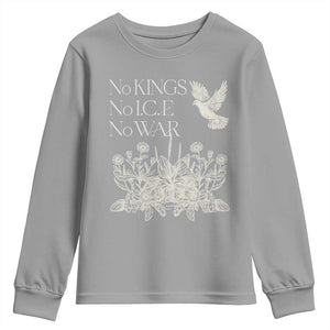 No Wars No Ice No Kings Botanical Dove Youth Sweatshirt Peace Symbol Anti War Human Rights Protest TS02 Sport Gray Print Your Wear