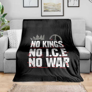 No Kings No Wars No Ice Protest Distressed Throw Blanket No Crown Just Peace Anti War Freedom Supporters TS02 Print Your Wear