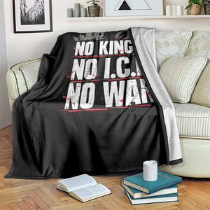 No Kings No Wars No Ice Protest Distressed Throw Blanket No Crown Just Peace Anti War Freedom Supporters TS02 Print Your Wear