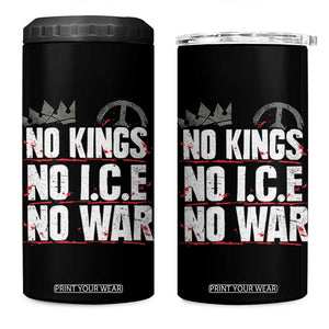 No Kings No Wars No Ice Protest Distressed 4 in 1 Can Cooler Tumbler No Crown Just Peace Anti War Freedom Supporters TS02 One Size: 16 oz Black Print Your Wear