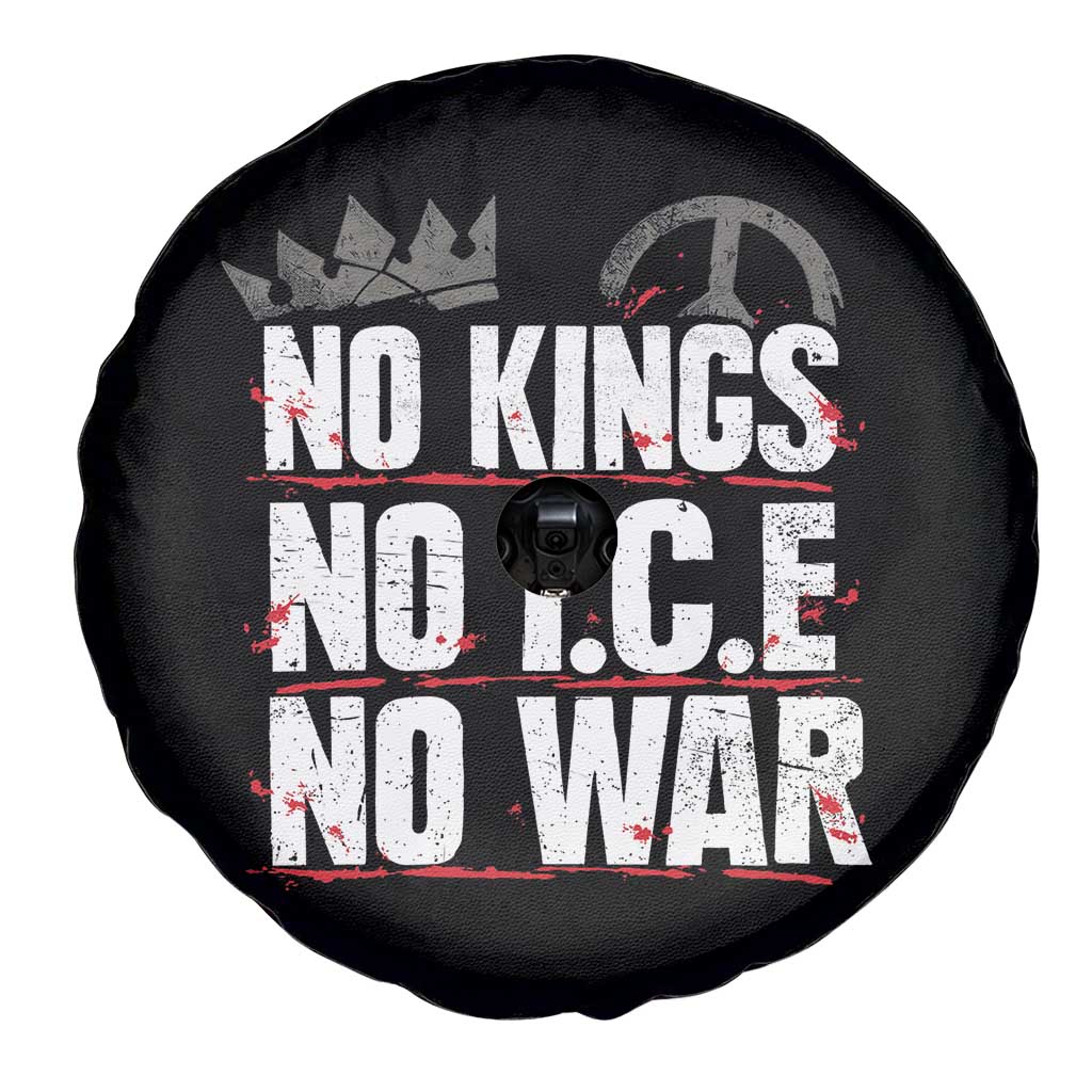 No Kings No Wars No Ice Protest Distressed Spare Tire Cover No Crown Just Peace Anti War Freedom Supporters TS02 Print Your Wear