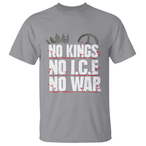 No Kings No Wars No Ice Protest Distressed T Shirt No Crown Just Peace Anti War Freedom Supporters TS02 Sport Gray Print Your Wear
